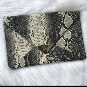 Gray Snakeskin Clutch